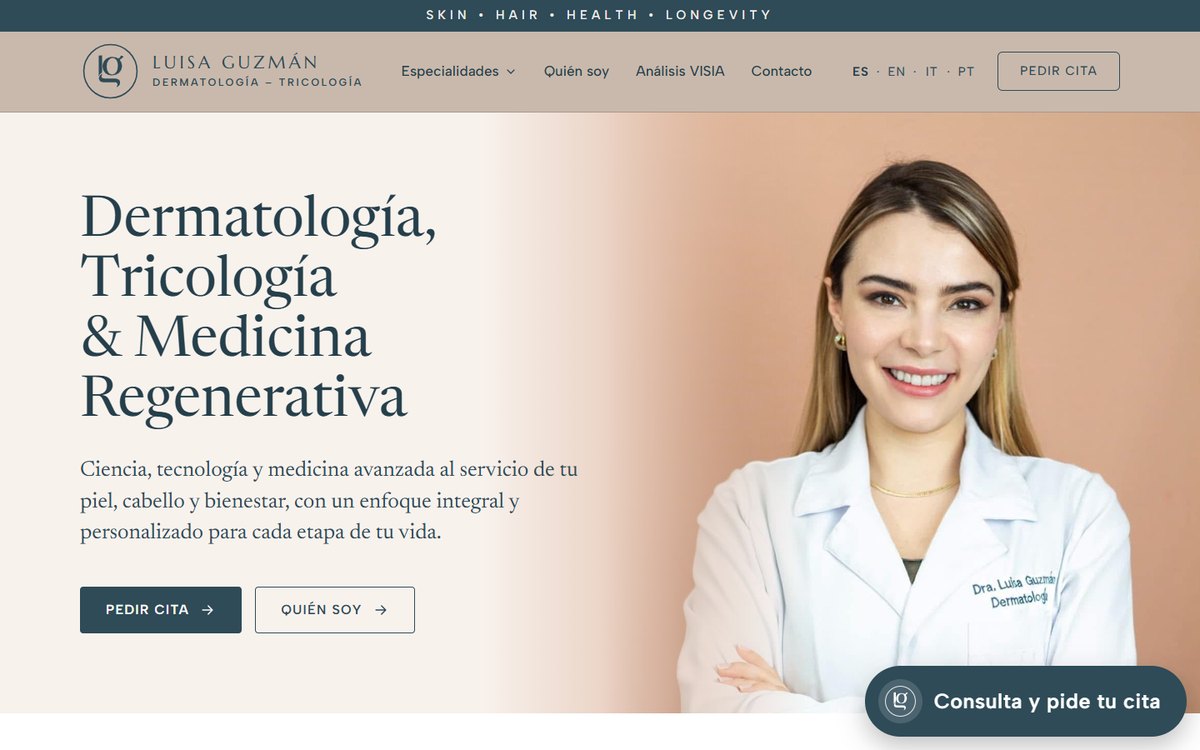 Website of Dr Luisa Guzmán, dermatologist in Gran Canaria