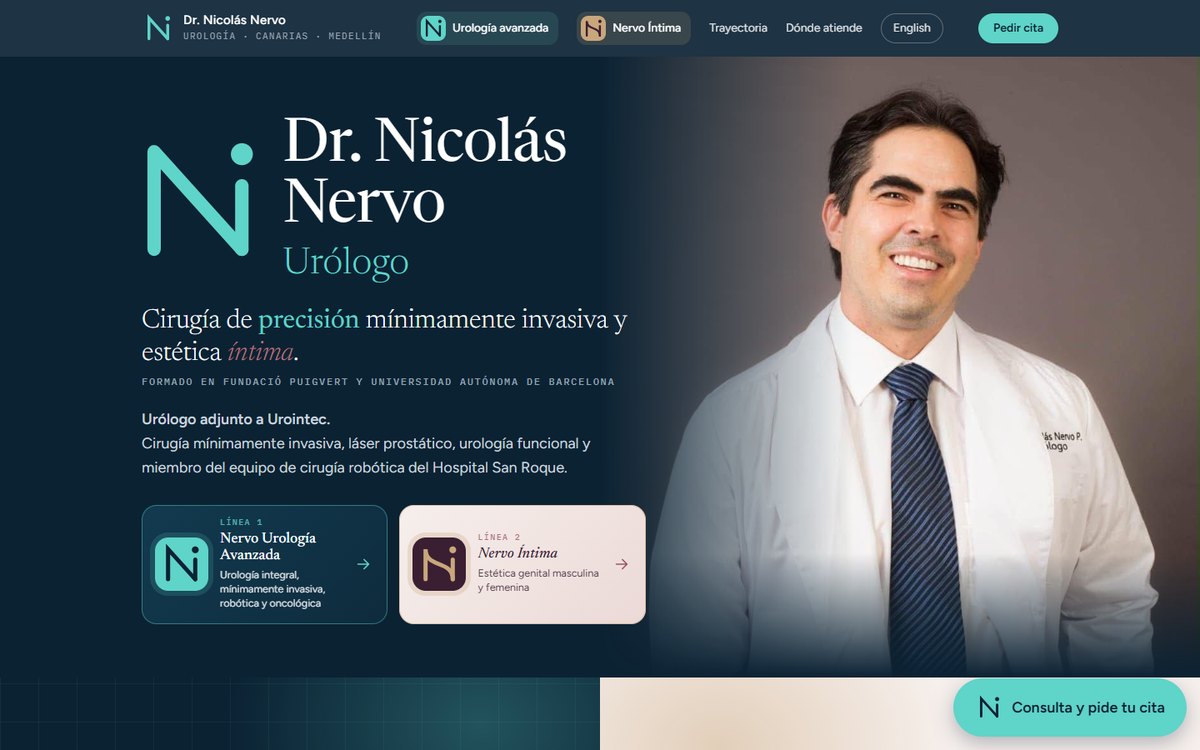 Website of Dr Nicolás Nervo, urologist